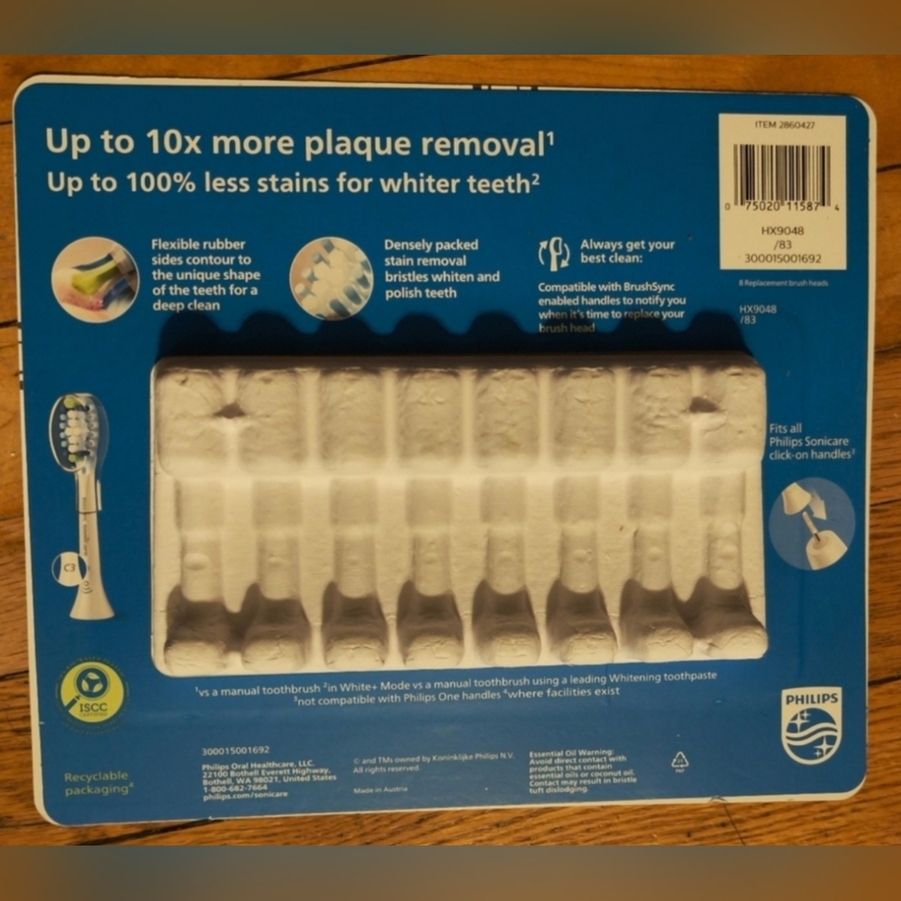 New Philips Sonicare C3 Premium clean Control 8 Brush Heads replacement Fast S/H